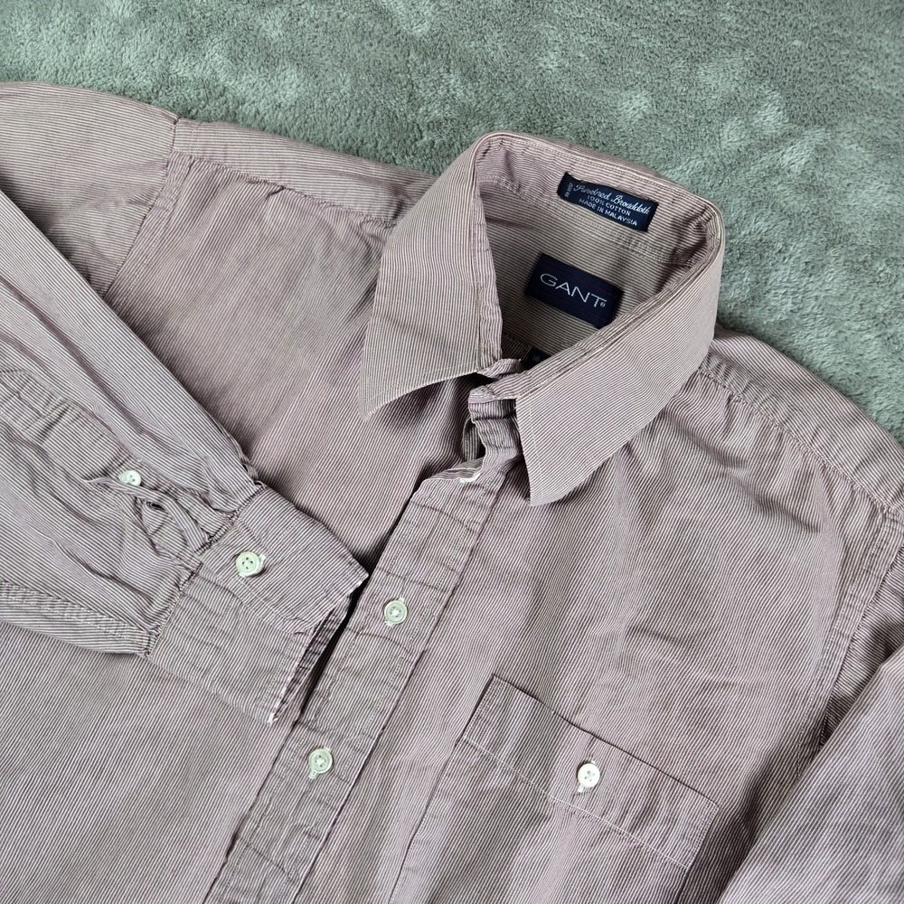 Gant Shirt Mens 16-34 Red Striped Long Sleeve‎ Purebred Broadcloth Office Work